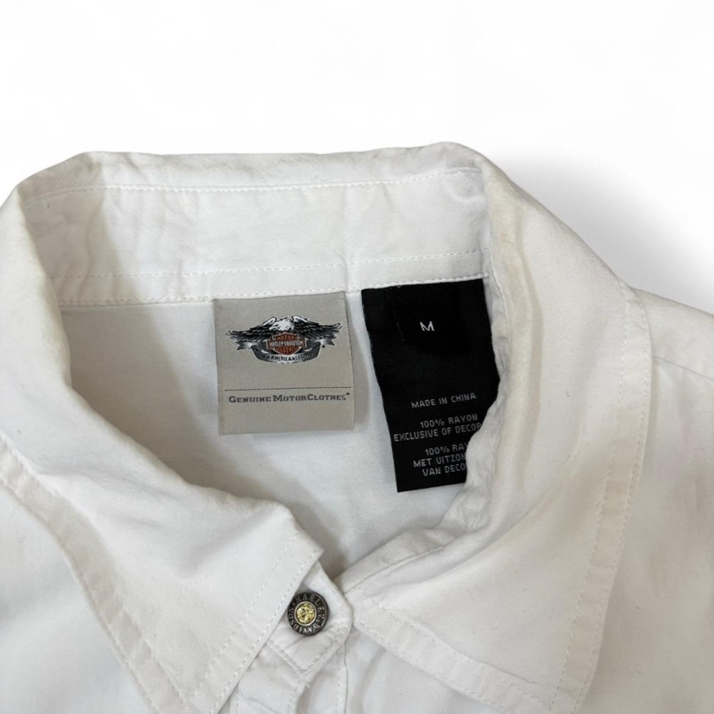 Harley Davidson Women's Medium Sleeveless Button Up Shirt Lace Up Sides White - Picture 6 of 6